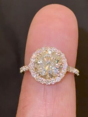 Classic Halo Engagement Ring - 10k Yellow Gold! 4 carats!!
